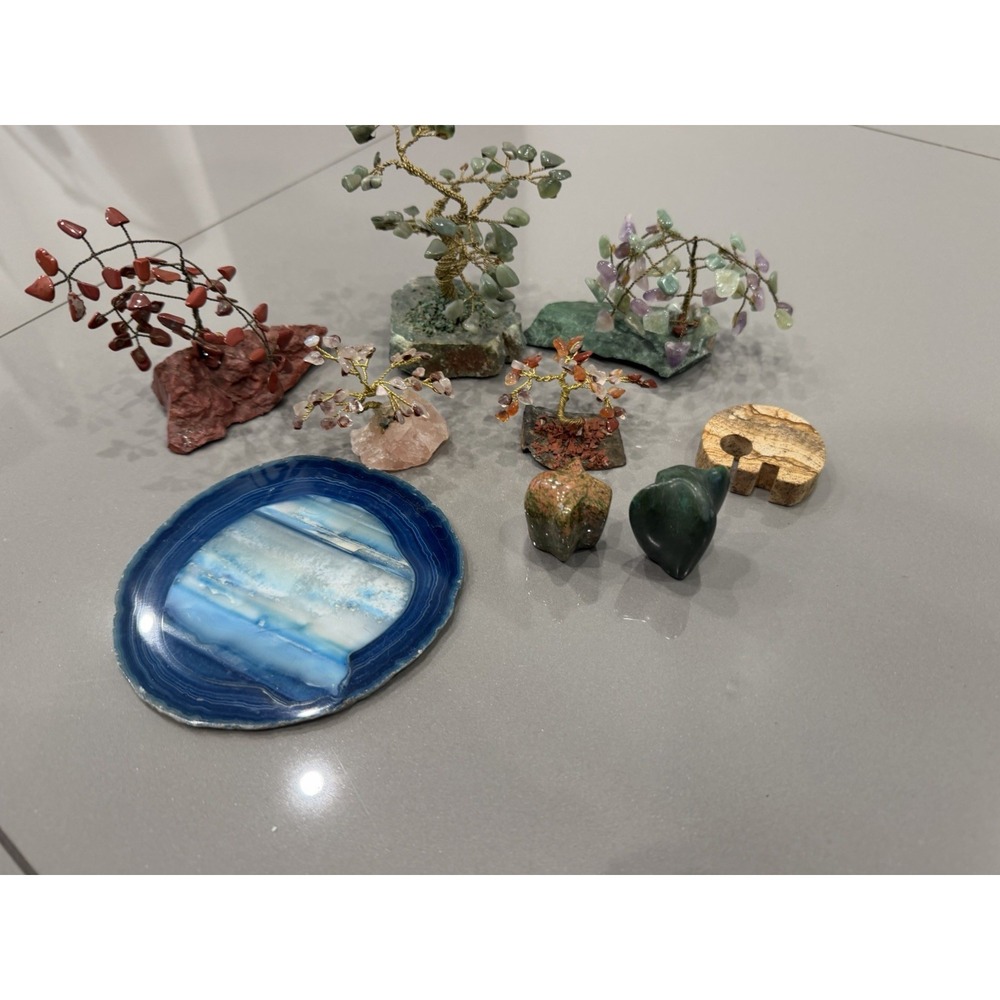 Vintage Gemstone Crystal Jeweled Forest Trees Chakra Healing Reiki LOT